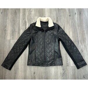 Women's Wilson Genuine Leather Jacket Faux Fur Collar Size Medium